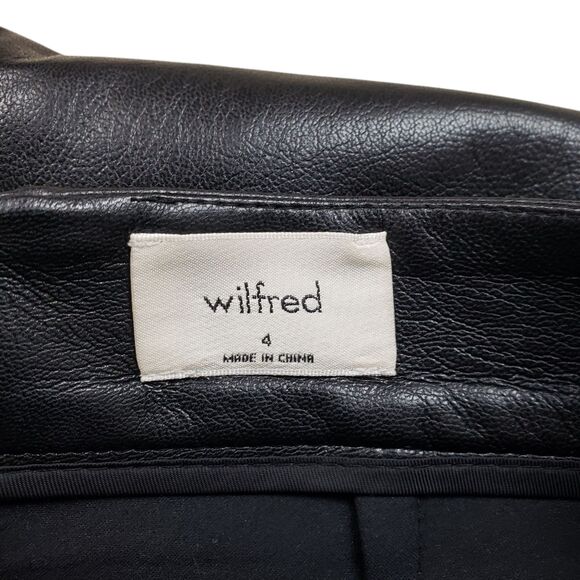 Aritzia Wilfred Patio Aline Mini Skirt 4 Black Vegan Leather Grunge Wimsical - Picture 2 of 8